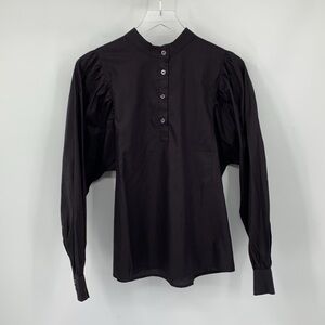 Harshman Barbera Popover blouse top shirt puffed full sleeve cotton black new 2X